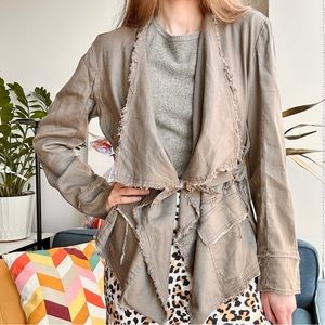 Free people Raw Linen Open Waterfall Jacket Blazer Size M